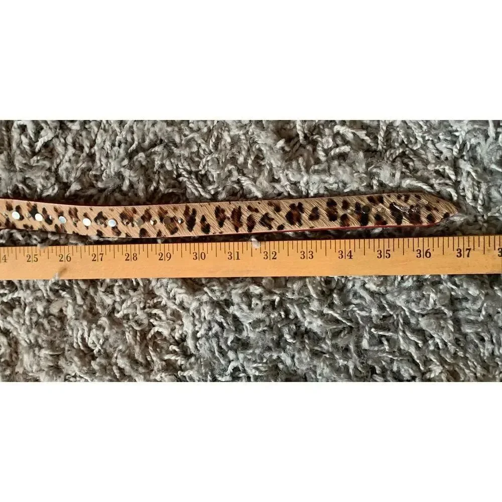 Zadig & Voltaire pony hair & leather leopard print stud HAND MADE Belt sz L